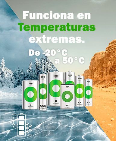 Funciona en temperaturas extremas. De -20°C a 50°