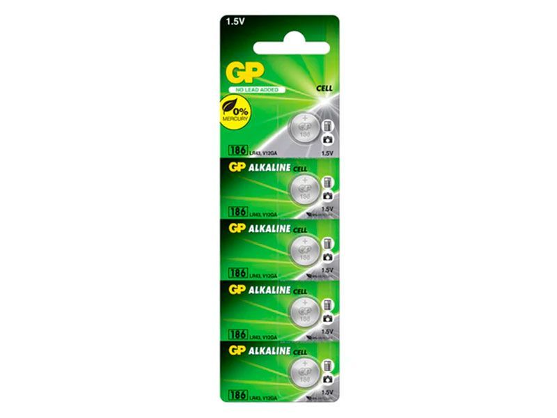 Pila Alcalina Botón GPBatteries 186 A (LR43) 1,5V - GP186-C10 amgimportadora.com