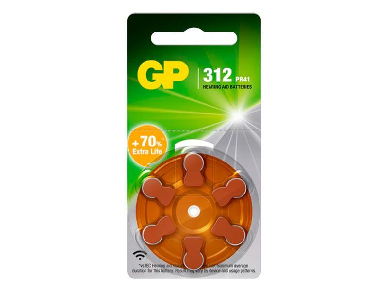 Pila Auditiva GPBatterries ZA312 Zinc Air 1.4V 125 mAh- GPZA312-D6 amgimportadora.com