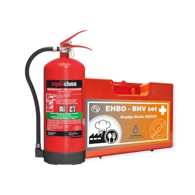 Nofire EHBO BHV HACCP verbandtrommel + 6L PFAS & Fluorvrije schuimblusser