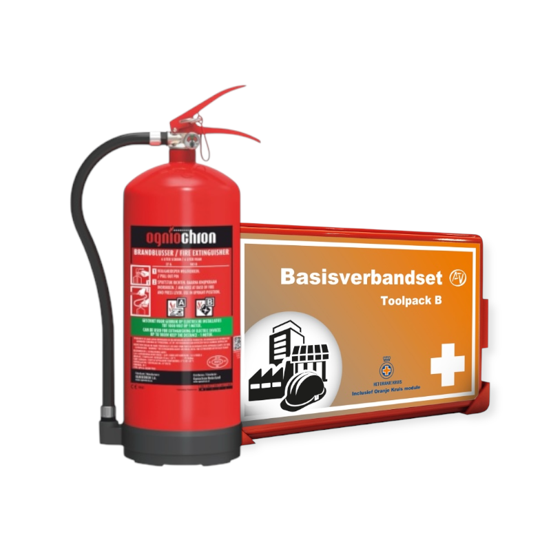 Nofire Oranje Kruis Toolpack B verbandtrommel + 6L PFAS & Fluorvrije schuimblusser