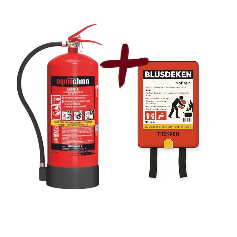 Nofire brandblusser poederblusser ABC 6 kg met inbegrepen blusdeken (100x100 cm)