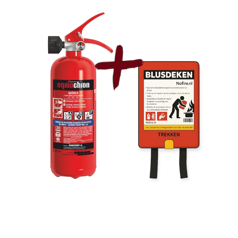 Nofire brandblusser schuimblusser 2 liter met blusdeken (100x100 cm) inbegrepen
