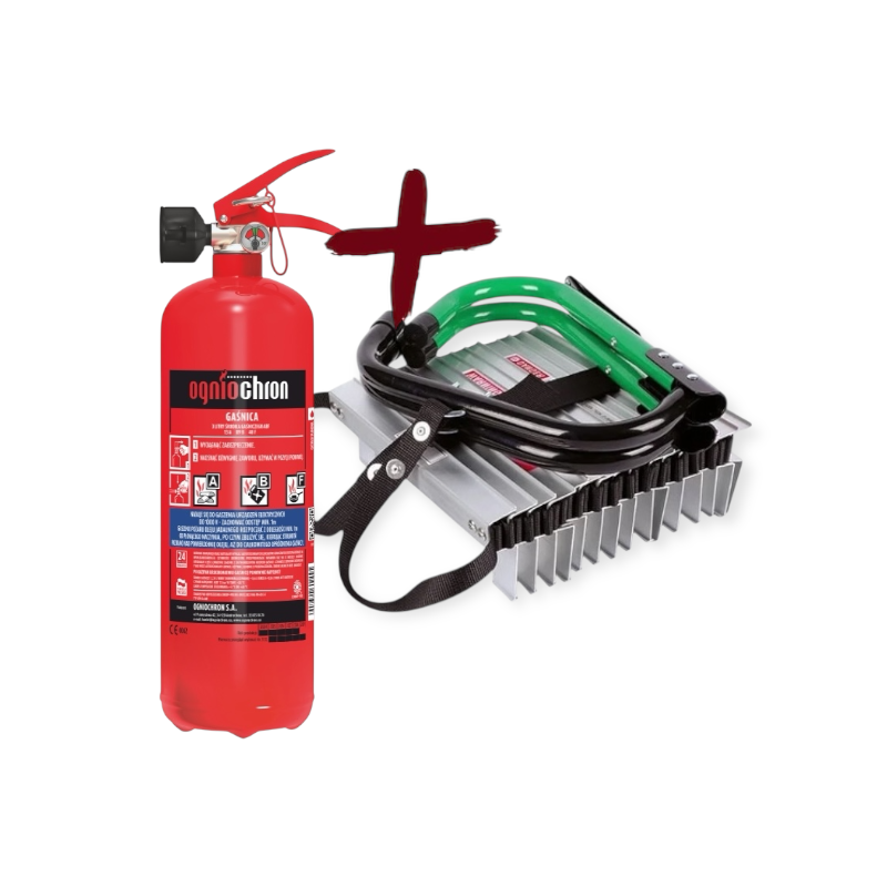 Vluchtladder 5 meter + PFAS vrije schuimblusser 2 liter