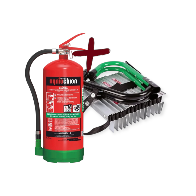Vluchtladder 5 meter + PFAS vrije schuimblusser 6 liter