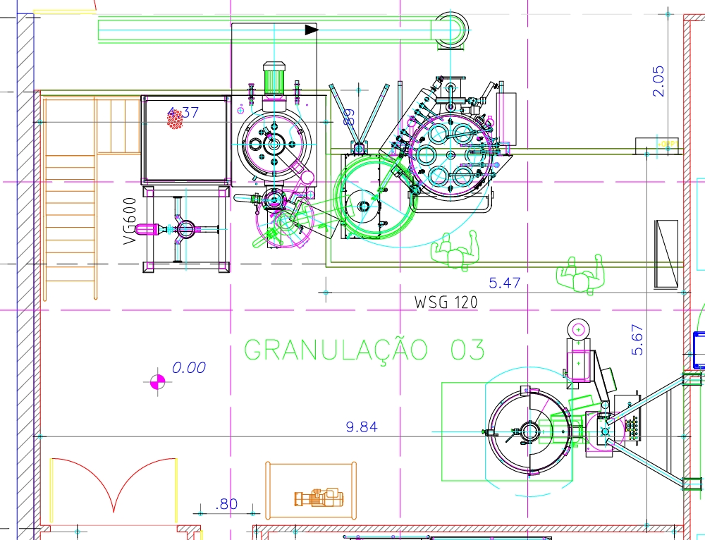 Layout de máquinas e equipamentos - indústria farmacêutica