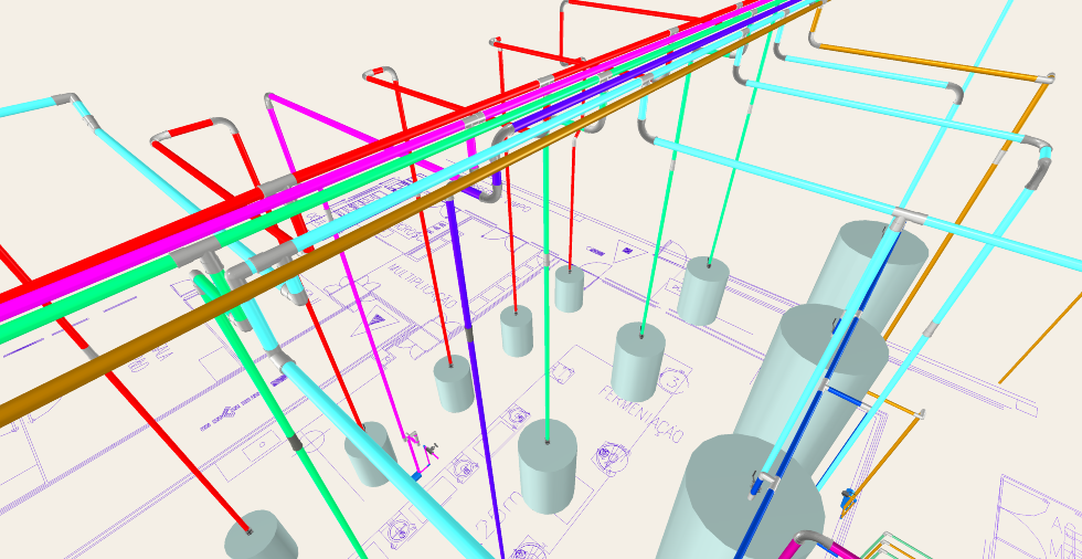 Biotecnologia - reatores - 3D instalações existentes