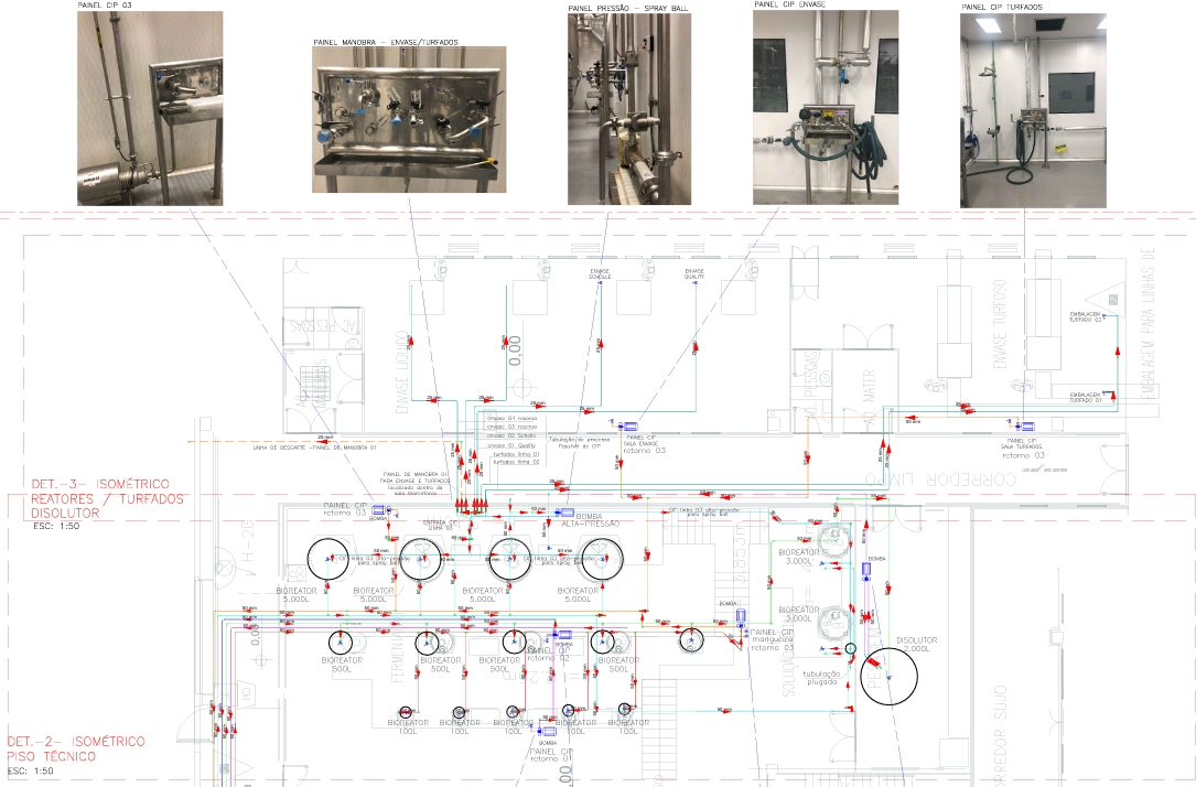 Biotecnologia - reatores - projeto as built instalações hidráulicas