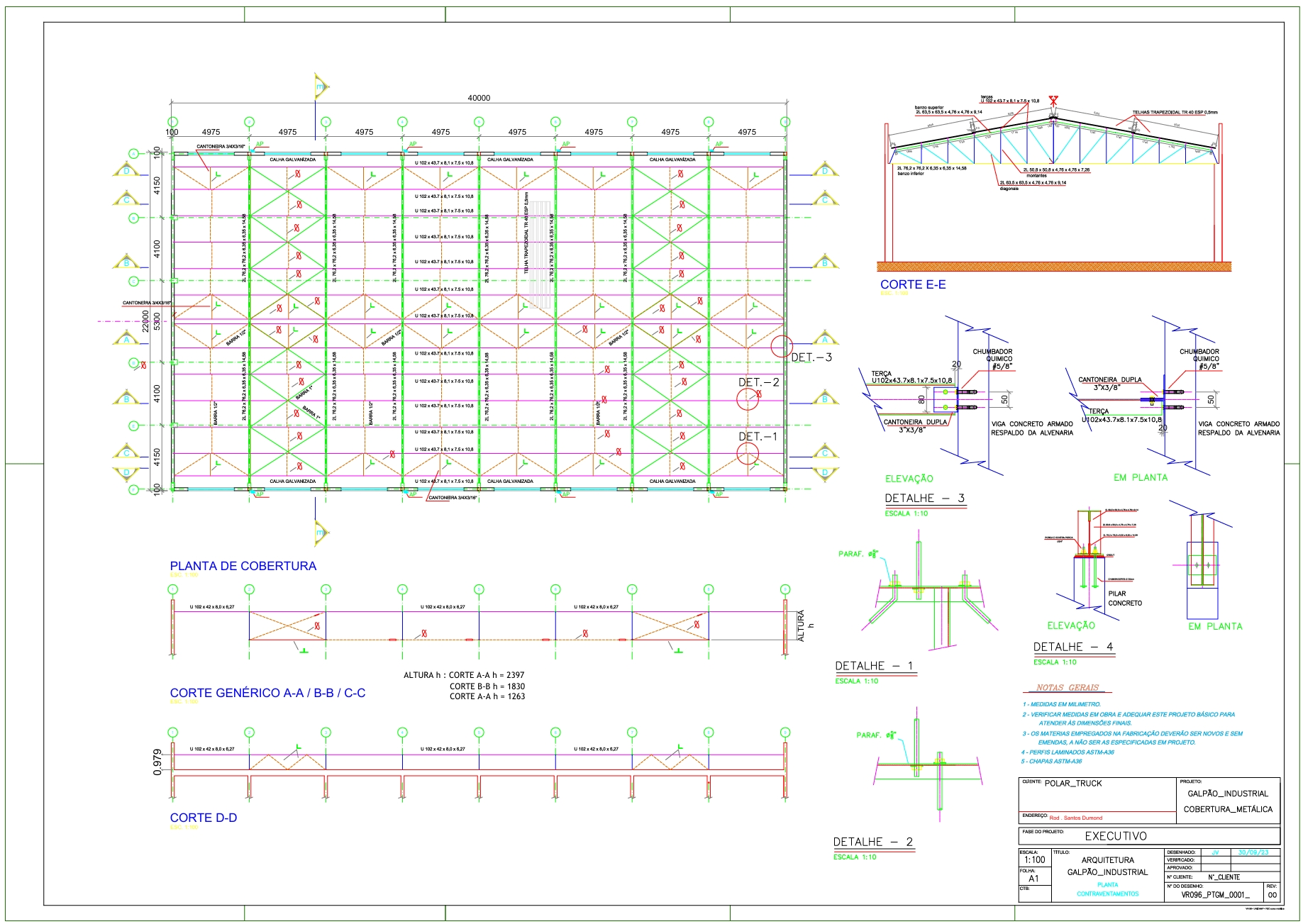 Projeto de Estrutura metálica de cobertura