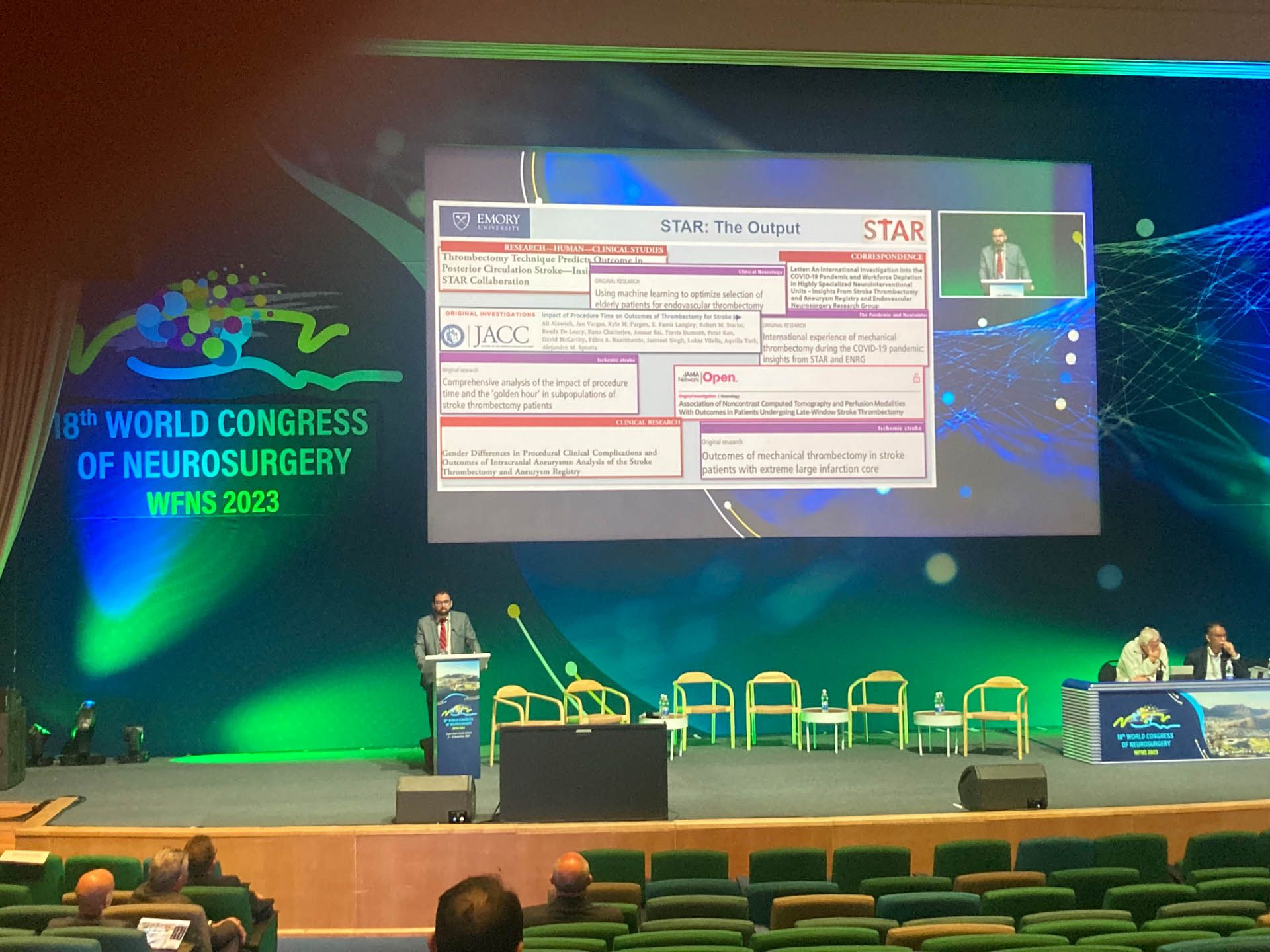 Dr. Alawieh pictured presenting on Dissecting the Role of Complement in Triggering Acute TBI and Its Progression to Chronic Encephalopathy