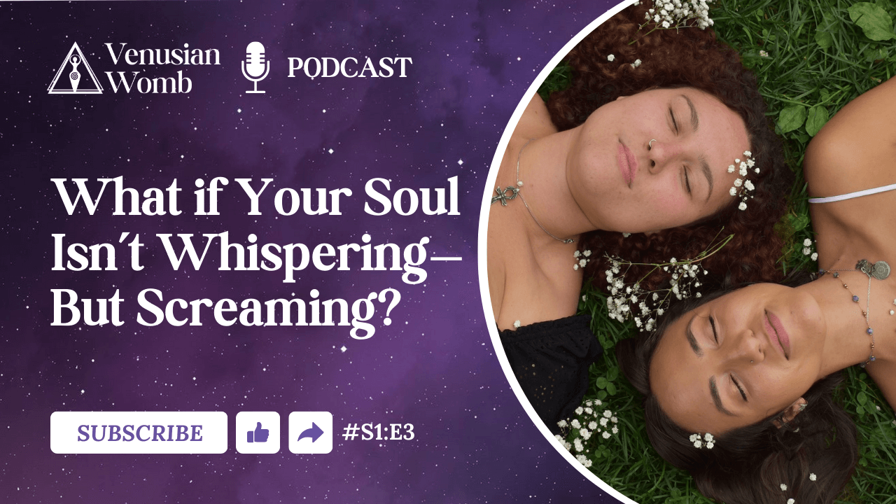 Podcast graphic: Two women lying in grass with closed eyes. Title: 