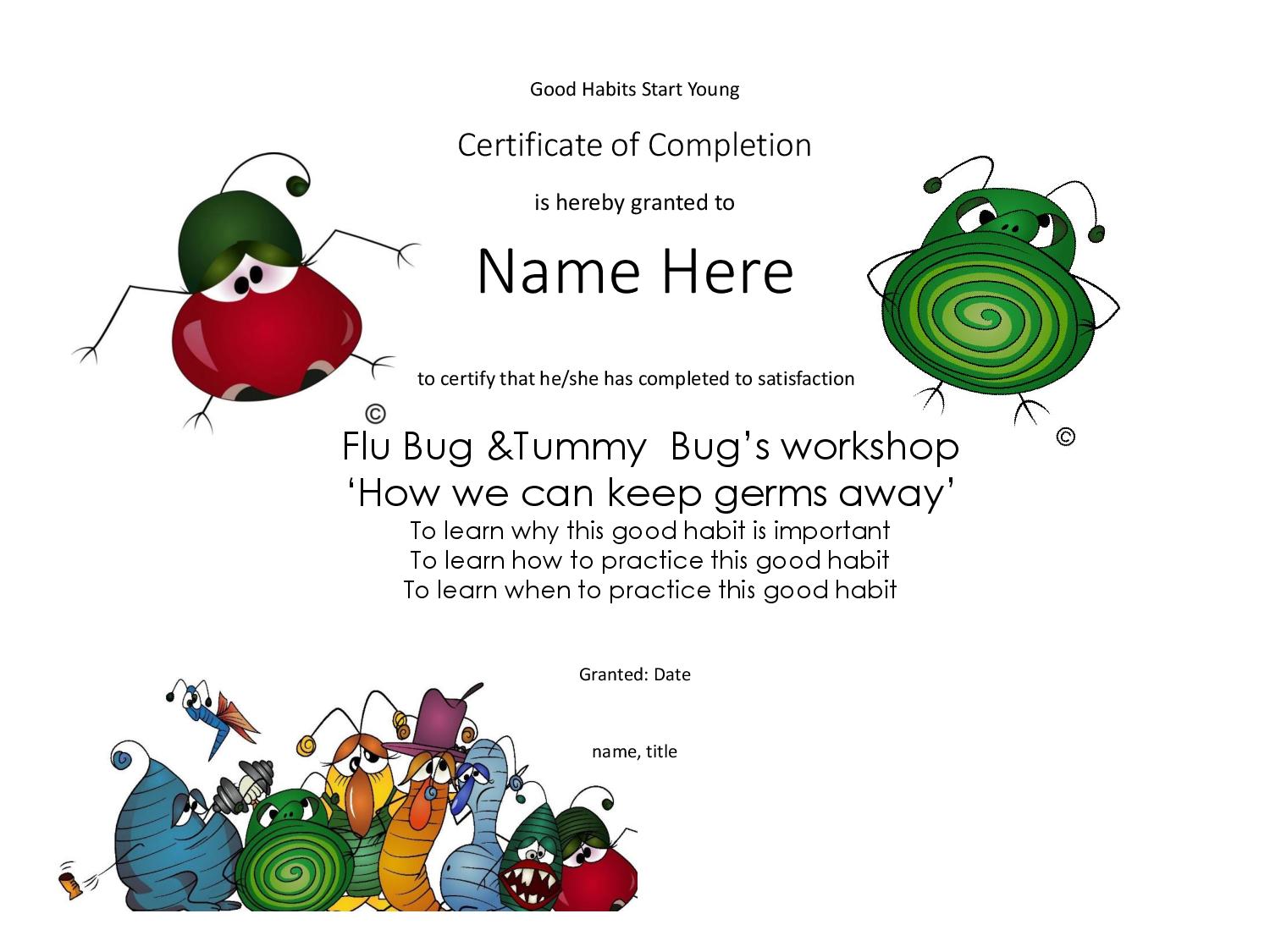 Tummy & Flu bug Certificate