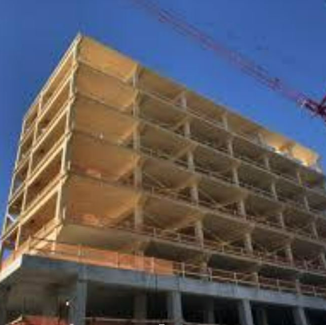 Mass timber building under construction