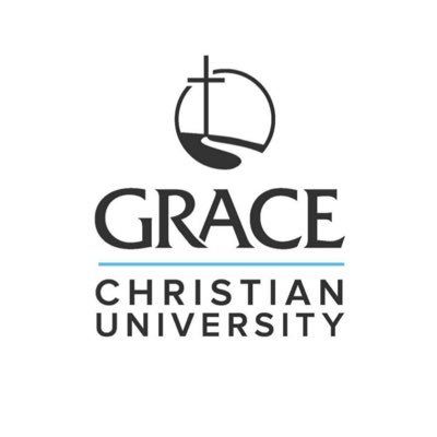 The logo for grace christian university has a cross on it.
