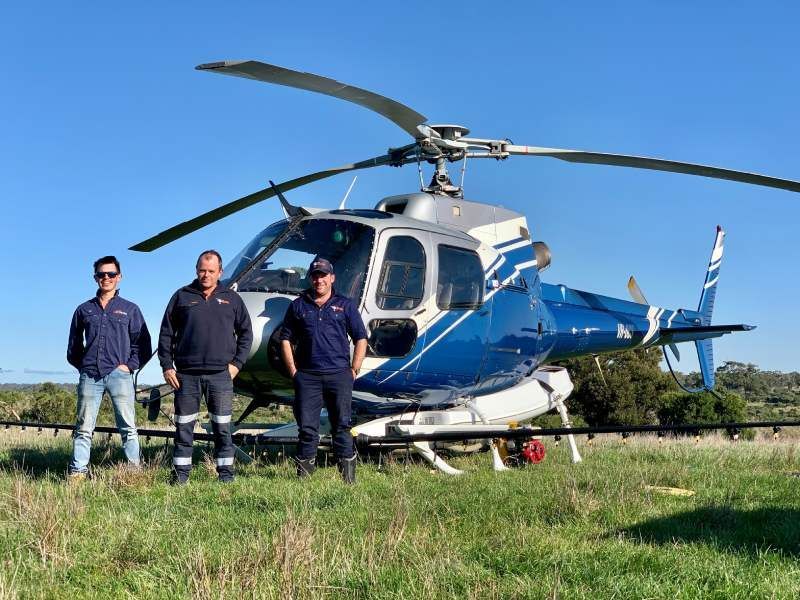 Team with helicopter
