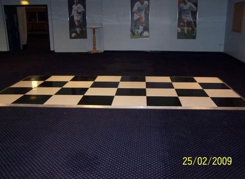 Dance floor with black and white squares