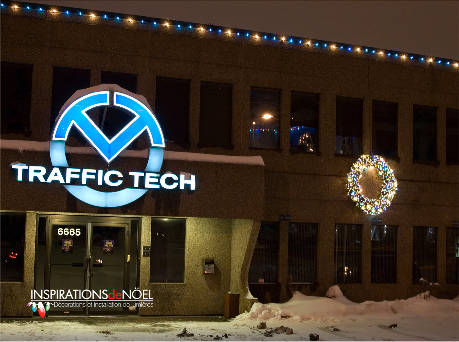 A building with the word traffic tech on it