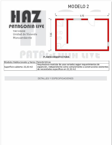 Plano de planta del Modelo 2 de una unidad 