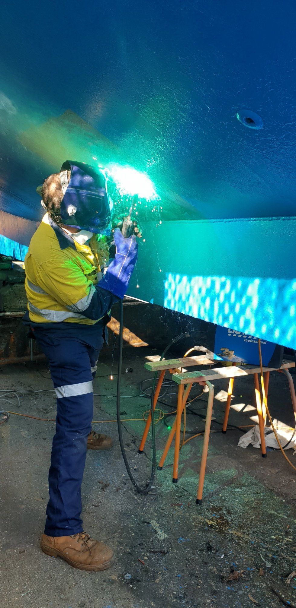 Worker Welding the Ship — Newcastle, NSW — Channel Shipwright Services