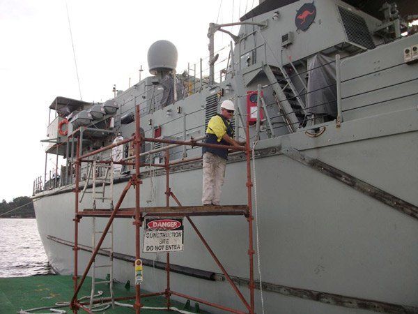 Working at Heights on Scafolding — Newcastle, NSW — Channel Shipwright Services