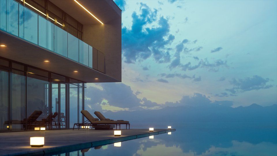 glass with large glass windows