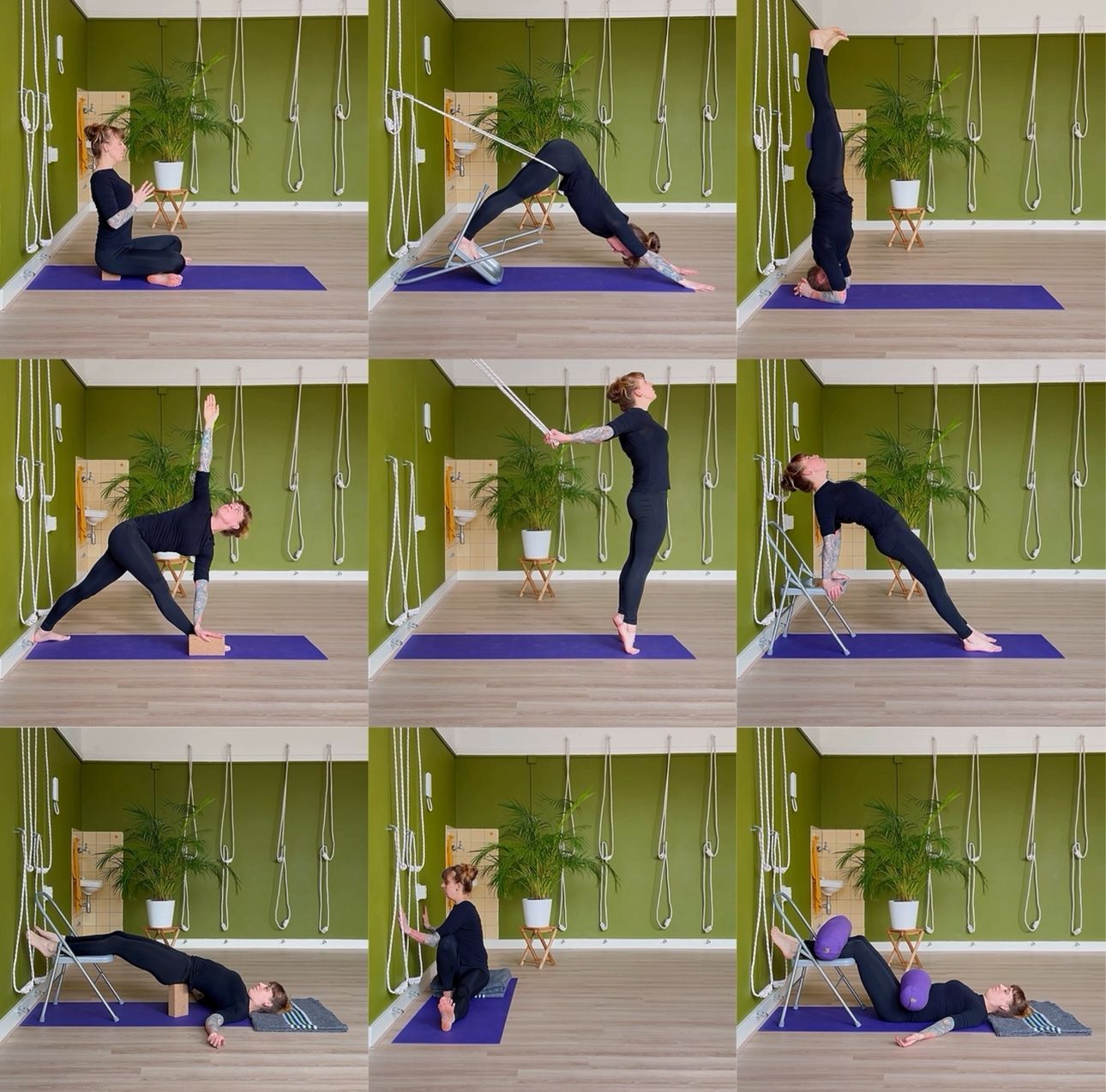 9 Yogaoefeningen die met behulp van yogaprops een pijnlijke onderrug verlichten.