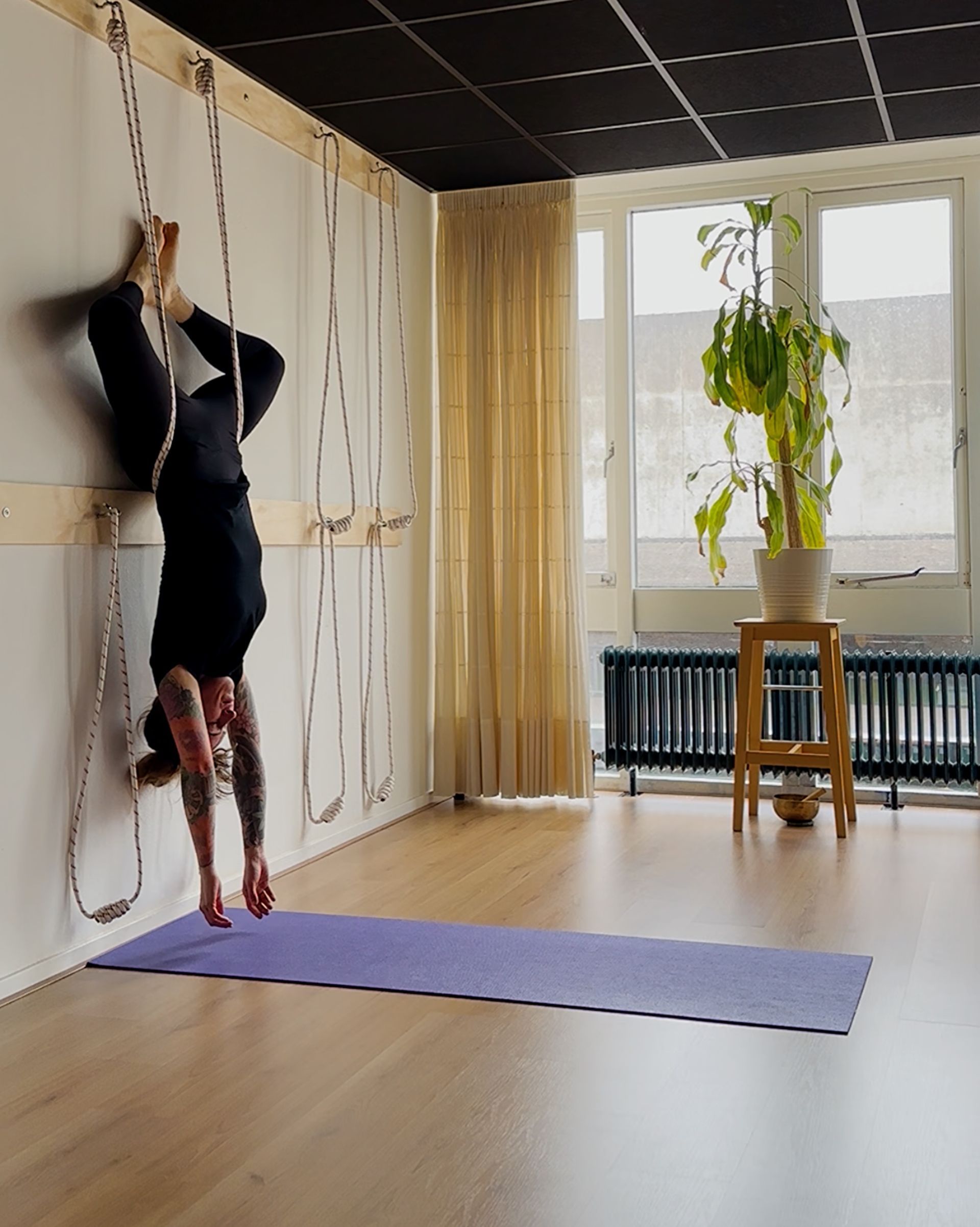Inversie met precisie – rope sirsasana met aandacht voor wervelkolom en bekken. 