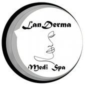 A logo for a spa with a drawing of a woman 's face in a circle.