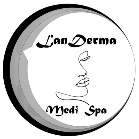 A logo for a spa with a drawing of a woman 's face in a circle.