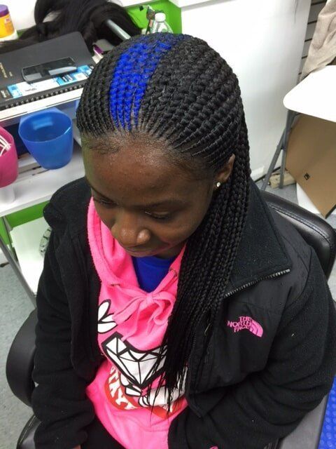 Black with Blue Hair Braid — Wilmington, DE — Tess African Hair Braiding & Beauty Supply