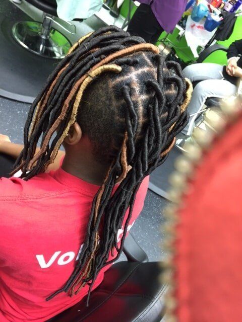 Long Black With Orange Hair African Braid — Wilmington, DE — Tess African Hair Braiding & Beauty Supply