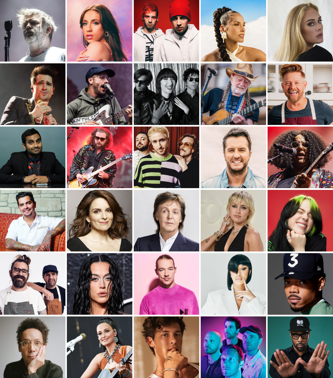 A collage of people including a man with the number 3 on his hat
