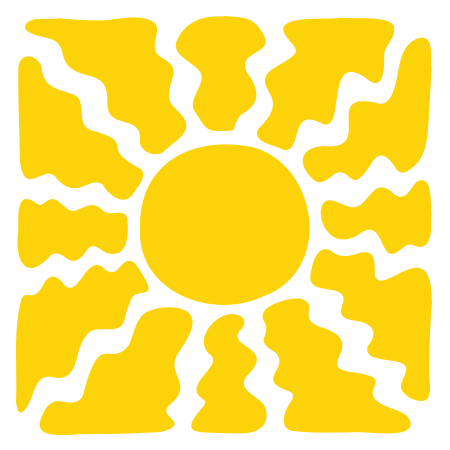 A drawing of a yellow sun with a white background