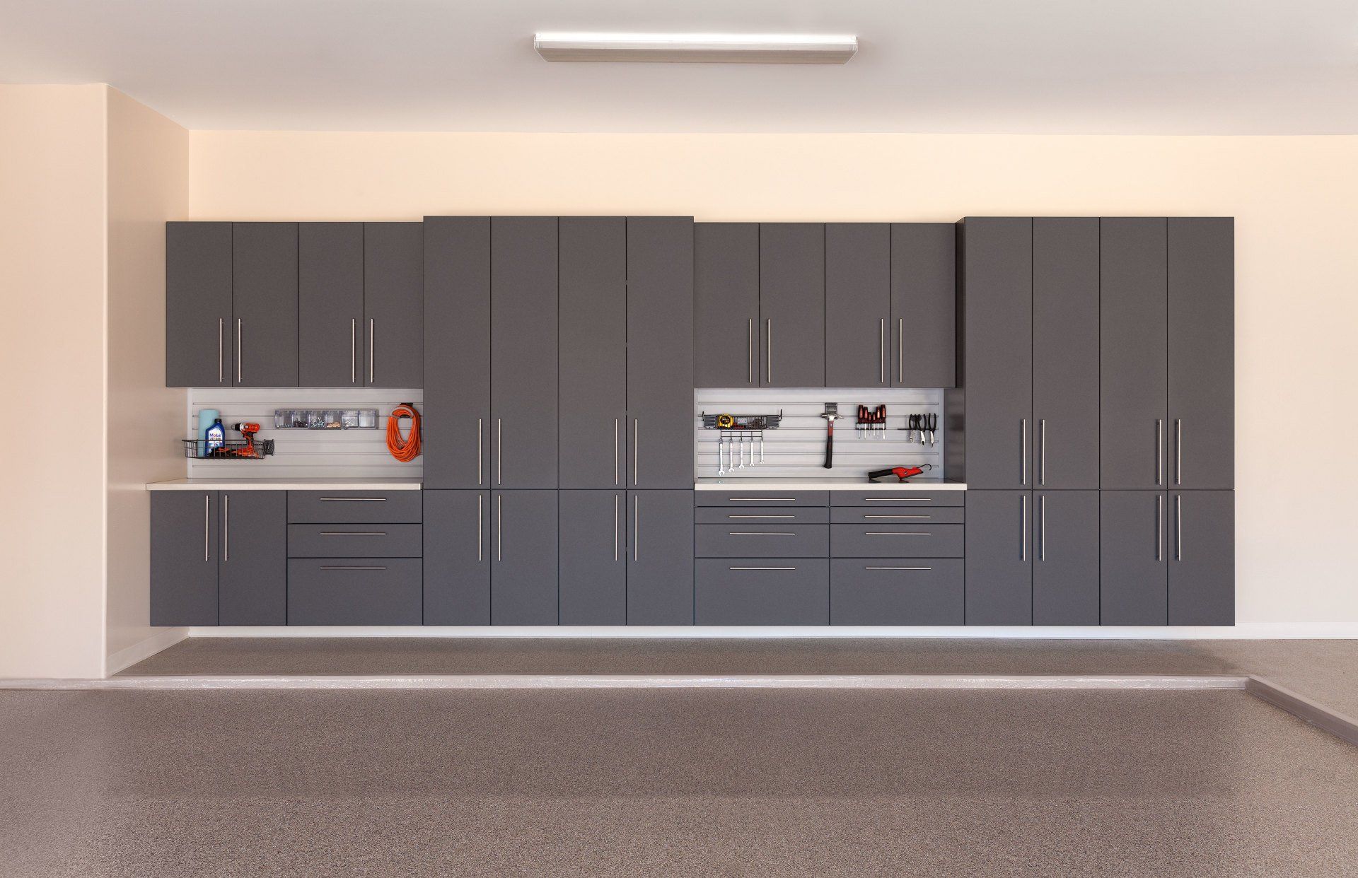 Granite custom garage cabinets