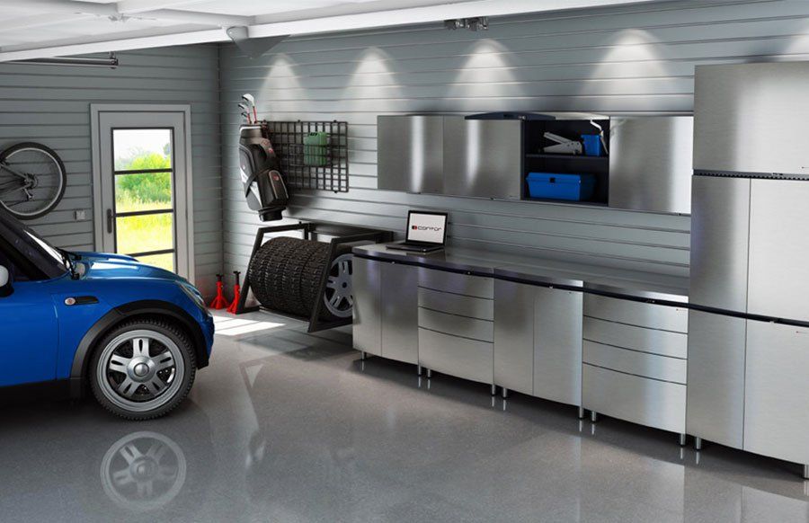 Custom metal garage storage cabinets