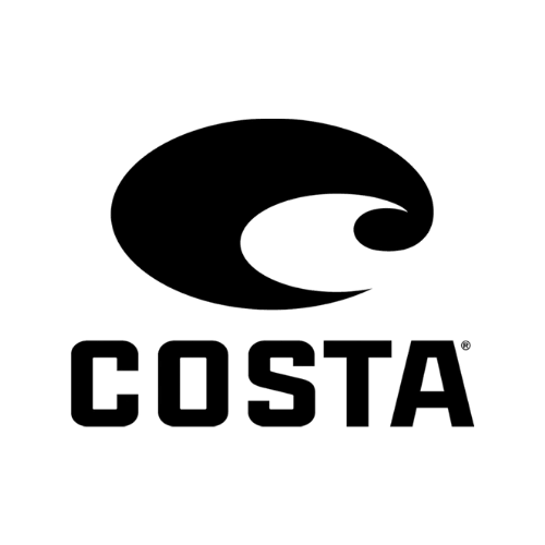 The costa logo is black and white and looks like a wave.