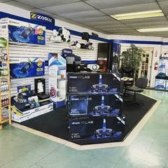 A store filled with lots of pool equipment and supplies.