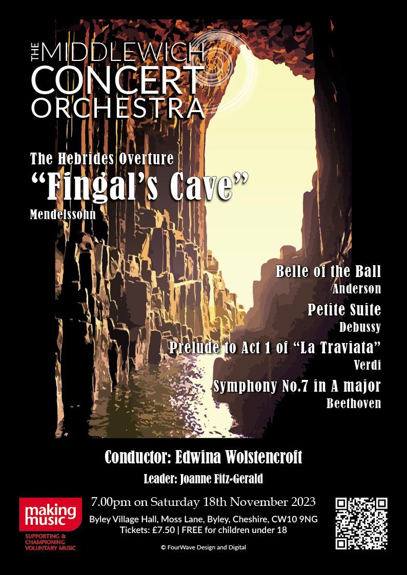 A poster for the Middlewich Concert orchestra performance of Autumn 2023