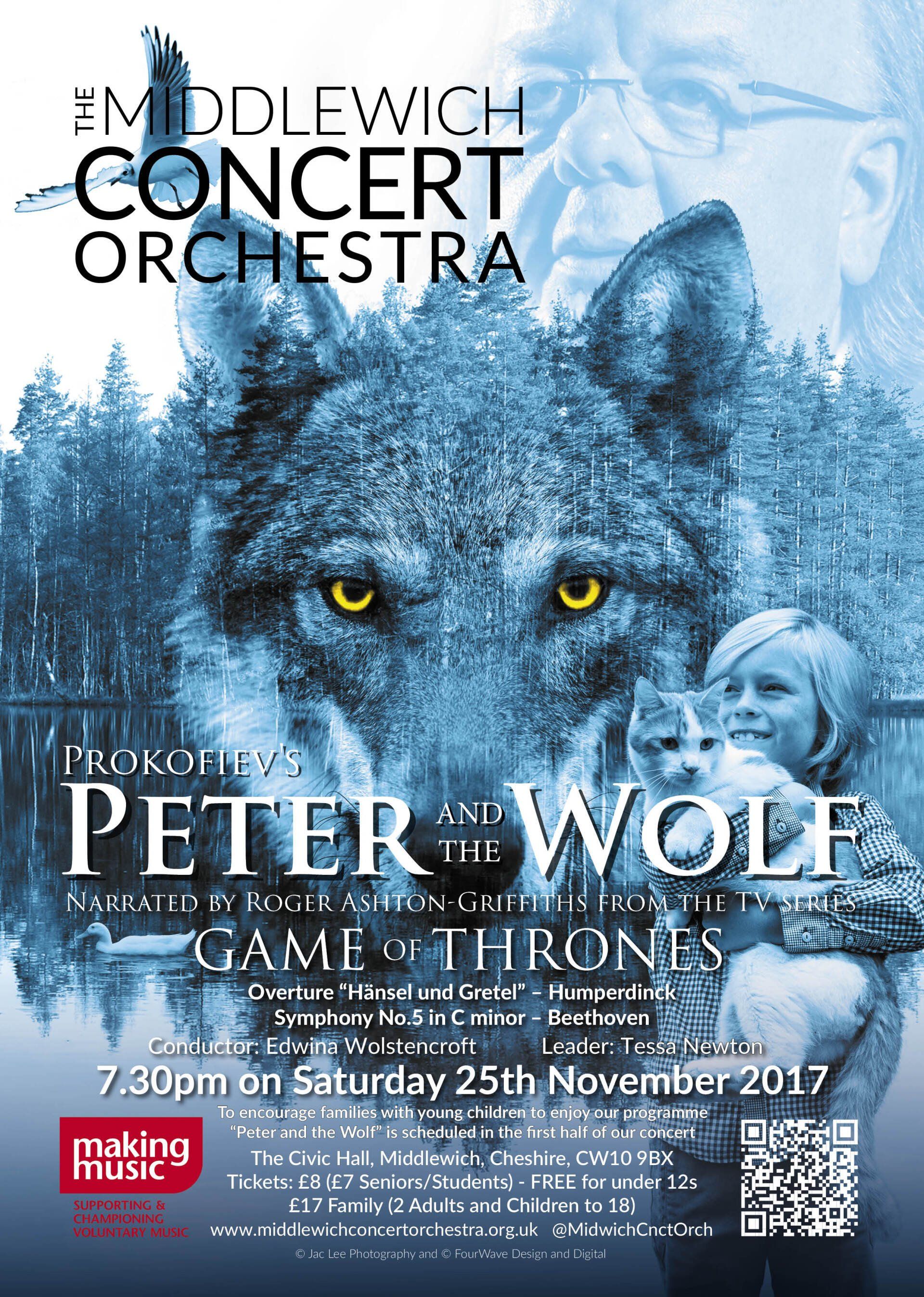 A poster for the Middlewich Concert orchestra performance of Autumn 2017 ©Jac Lee of FourWave Design