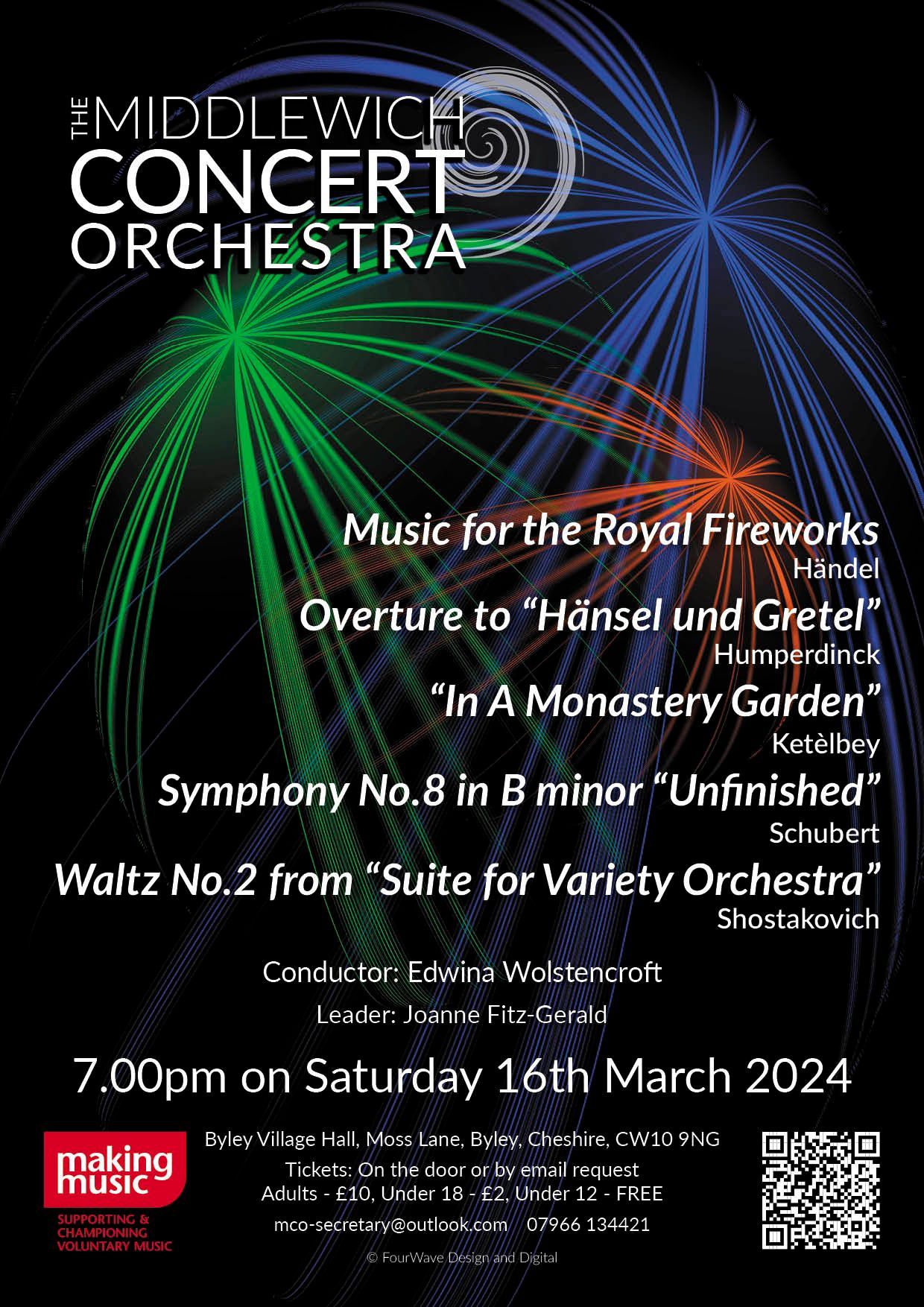 A poster for the Middlewich Concert orchestra performance of Autumn 2024