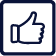 A thumbs up icon in a square on a white background.