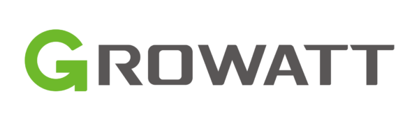 The logo for growatt is green and black on a white background.