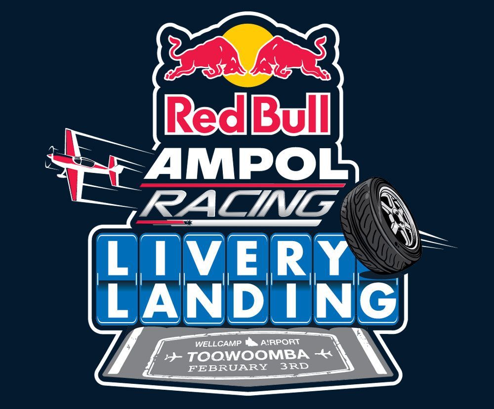 the logo for the Red Bull Ampol Racing livery landing, held at Wellcamp Airport in Toowoomba.