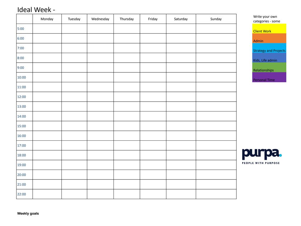 Chris Black's Ideal Week Schedule - Blank Template