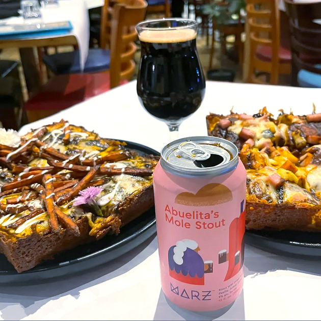 Three of the city's flyest food and beverage makers collaborate for a pop-up featuring mole pizza paired with mole stout at Marz Community Brewing Co.