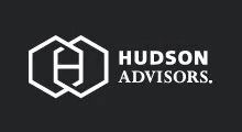 The hudson advisors logo is white on a black background.