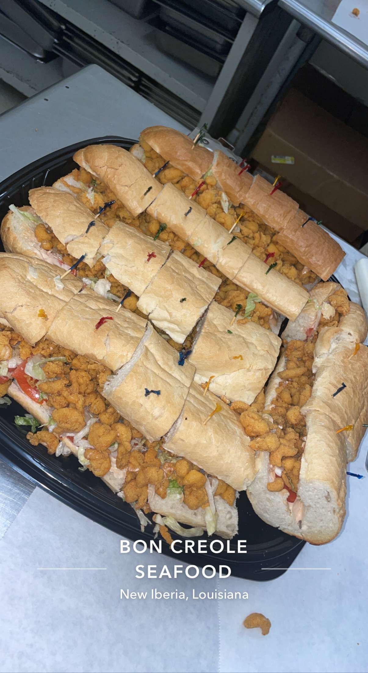 A platter of po'boy sandwiches from Don Creole Seafood.