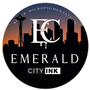 Logo for Emerald City Ink with Seattle skyline and initials.