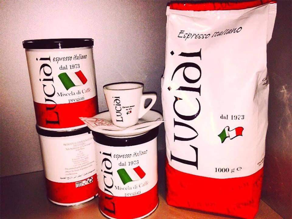 Caffè per moka e articoli di merchandising Lucidi Espresso Italiano