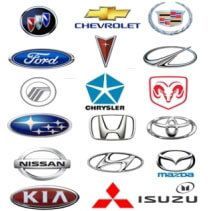 A bunch of car logos on a white background.